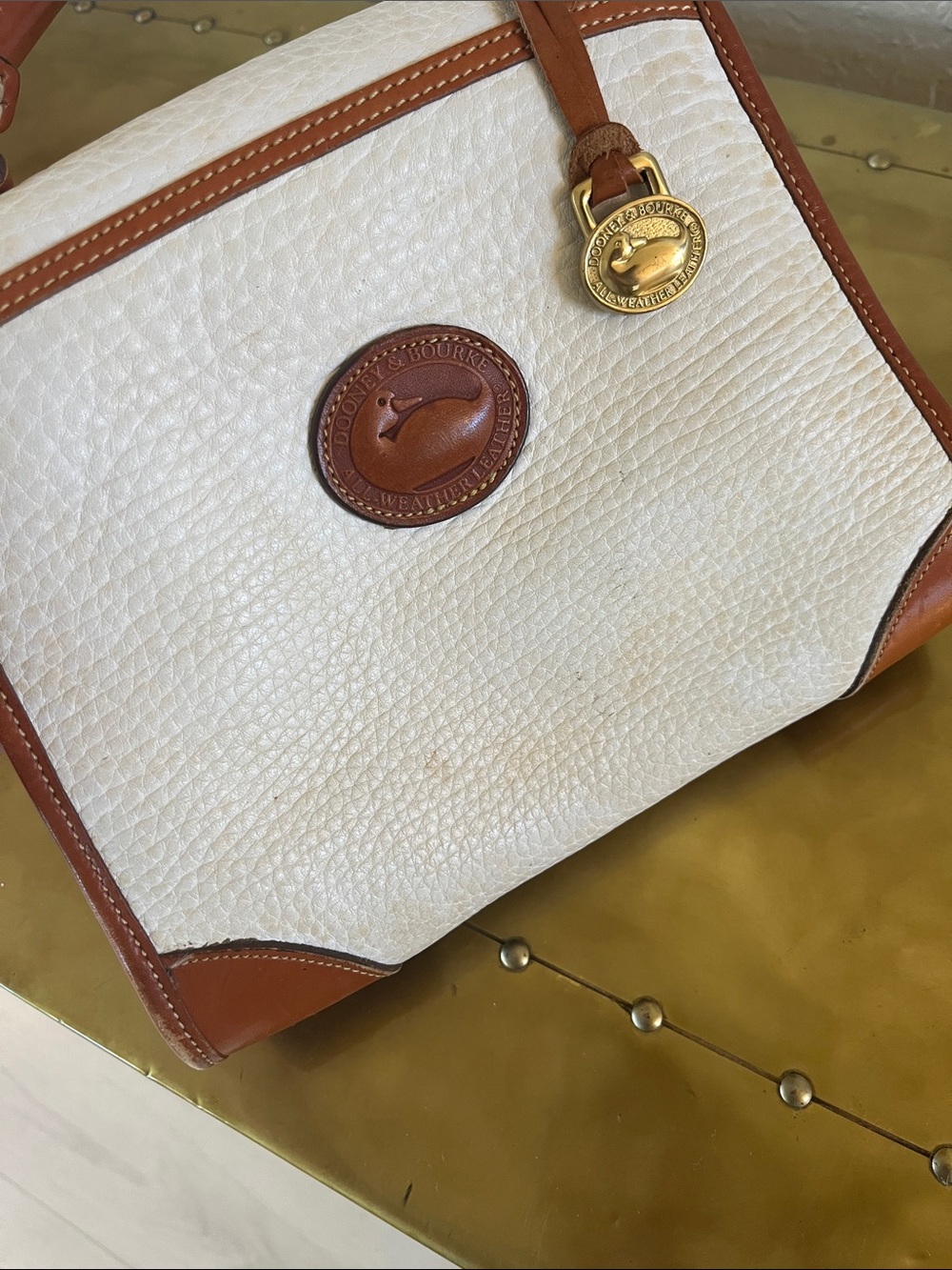Dooney & Bourke Top-Handle White and Brown Leather Satchel Handbag - Picture 8 of 8
